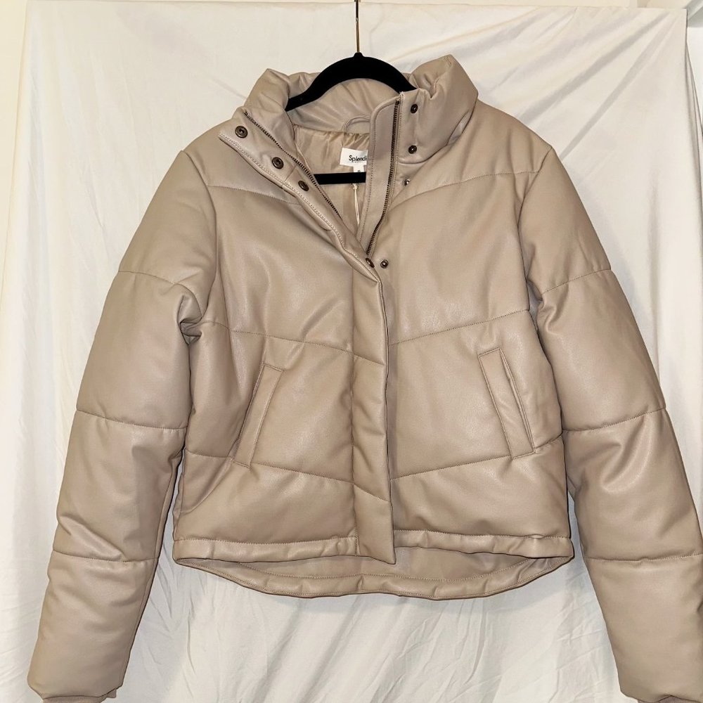 Oversized Splendid Faux Leather Puffer Jacket